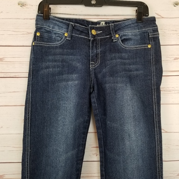 7FAM Women's 26 A Pocket Straight Leg Dark Jeans - Picture 6 of 8